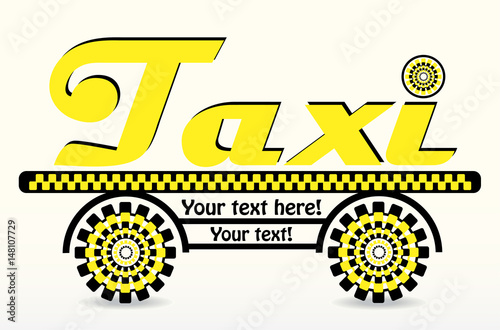 black and yellow card with taxi