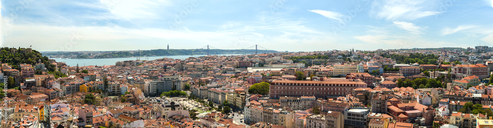 Panorama on Lisbon city with old architecture