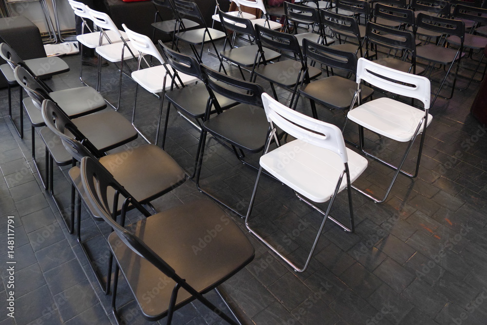 black and white visitor chairs