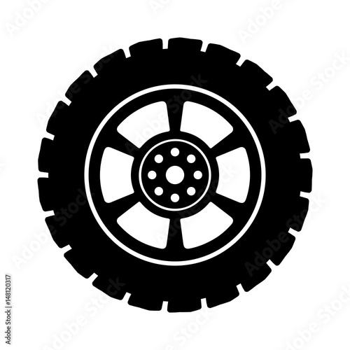 Black auto tire - stock vector