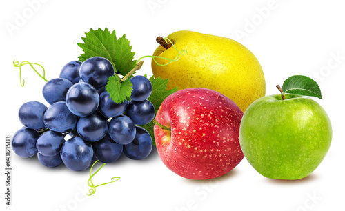 Fototapeta Naklejka Na Ścianę i Meble -  apples,grapes,pear  isolated on white