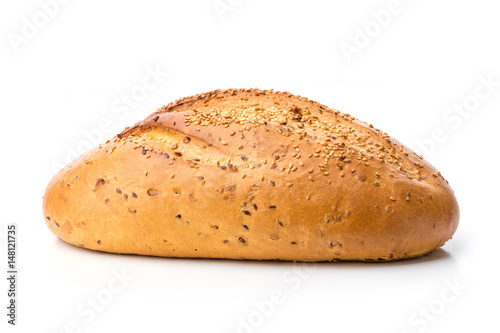 Loaf of white bread with sesame seeds