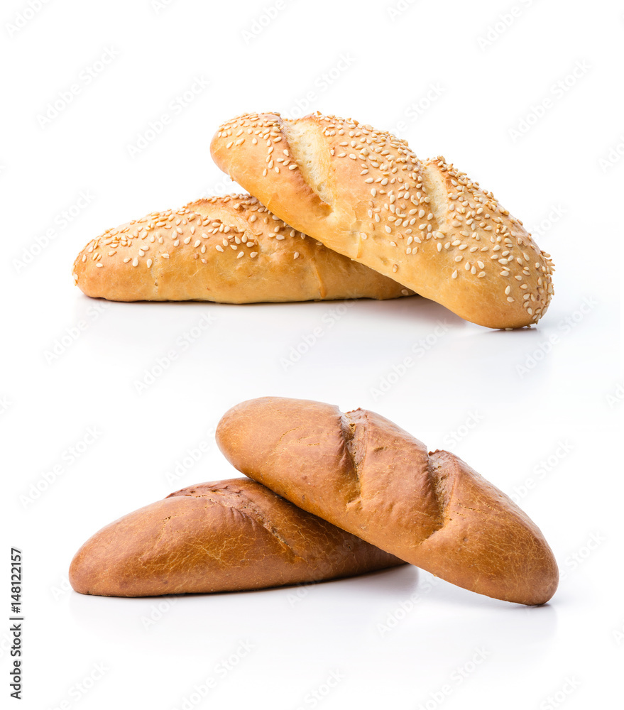 Two kinds of white bread loaves