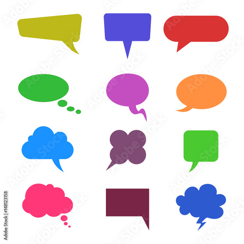 Color set of twelve icons communication