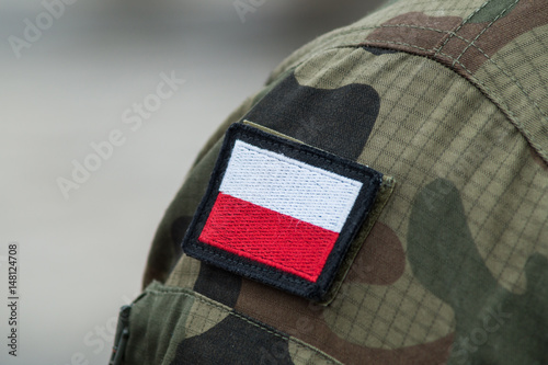 Фотография Polish national flag on military uniform