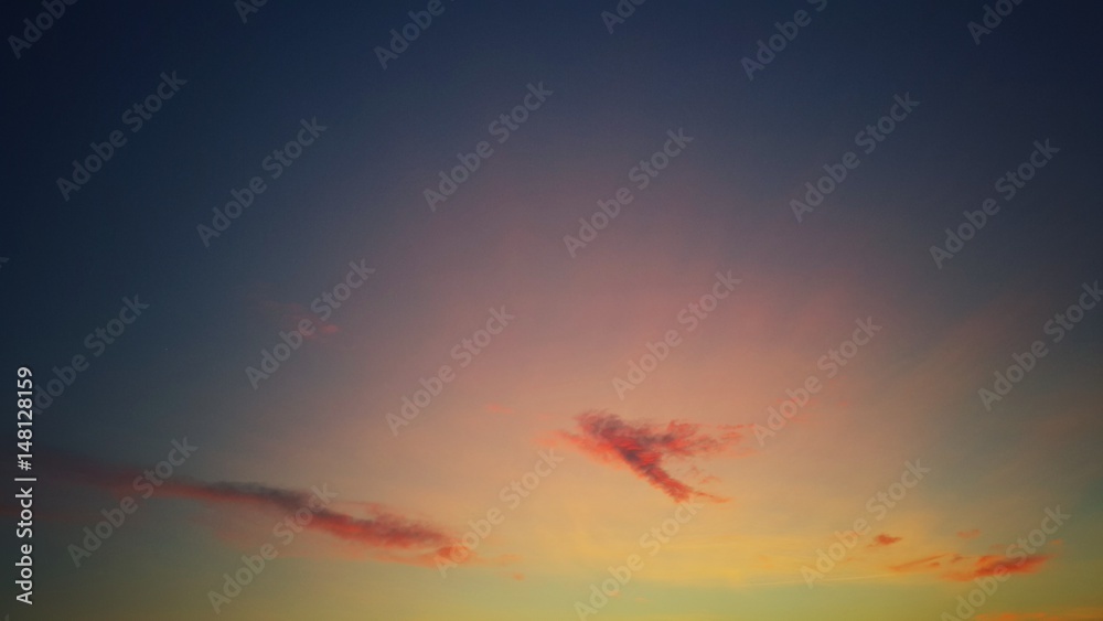 Fototapeta premium Golden sunset and sky clouds