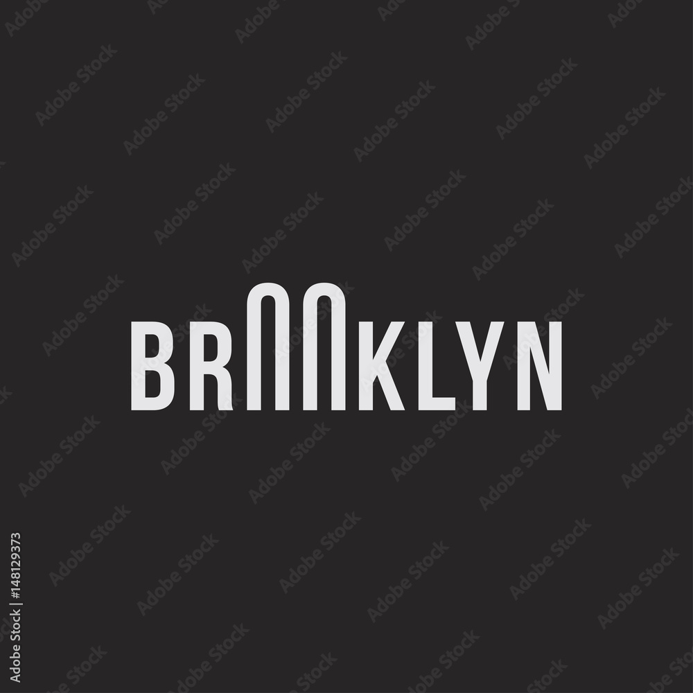 Logo of the Brooklyn bridge. Silhouette of the bridge in the font. 