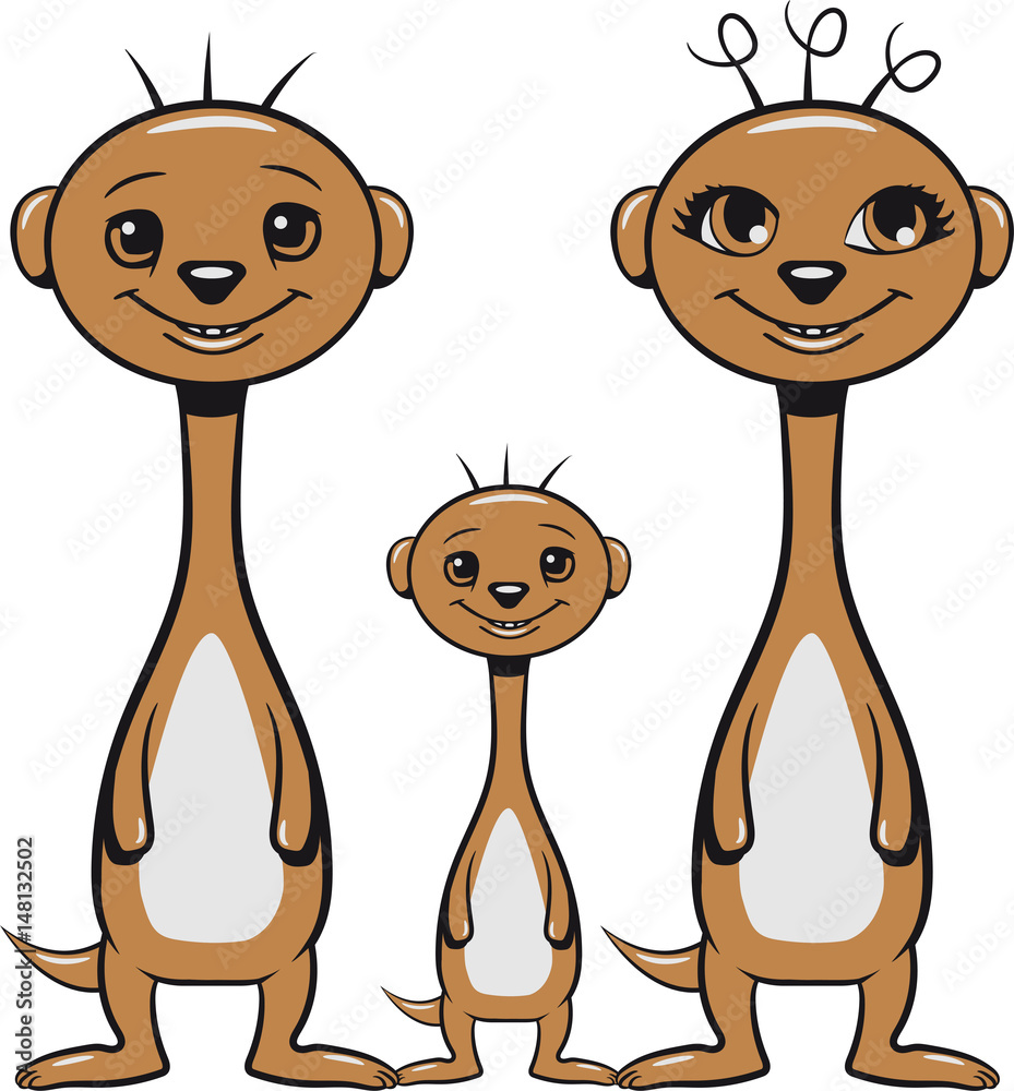 Erdmännchen süss lustig witzig familie Stock-Illustration | Adobe Stock