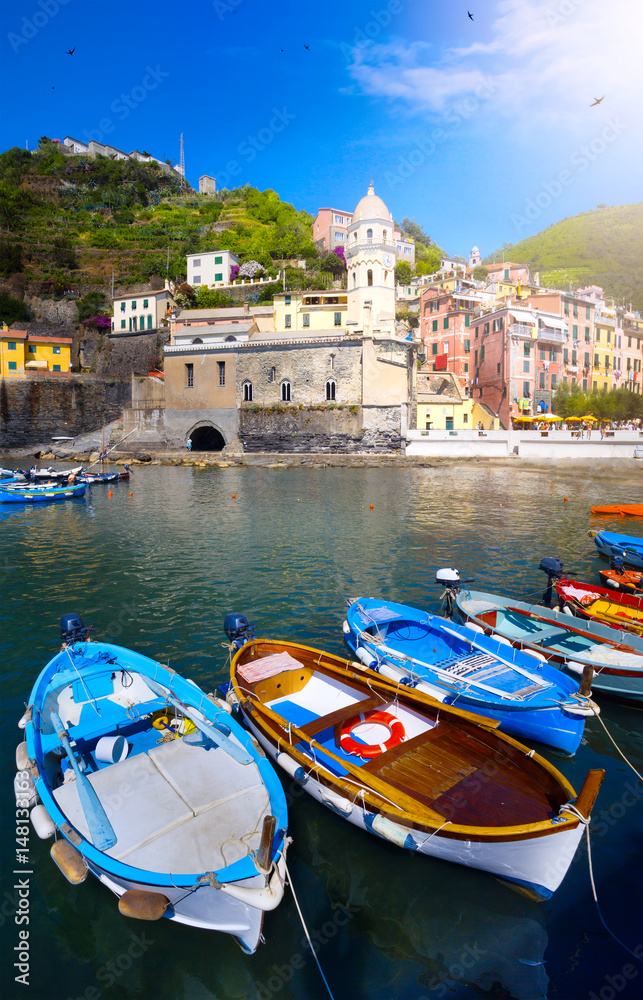 art beautiful Italian landscape; Cinque Terre coast of Italy