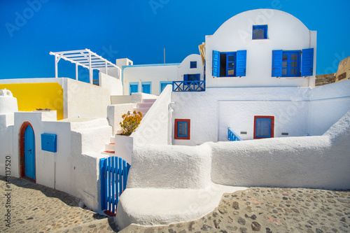 Abstract view of the cycladic style of traditional houses at Santorini, Greece.