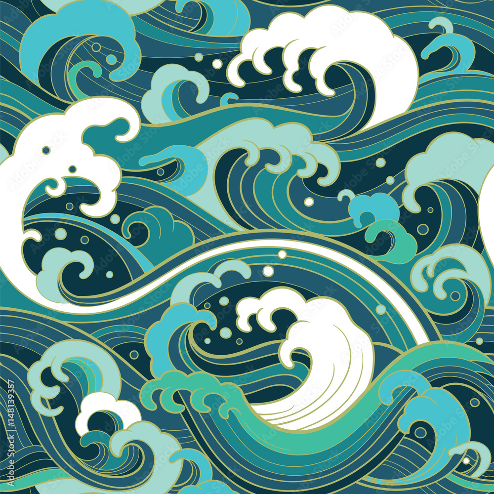 Obraz premium morski wzór z falami wodnymi