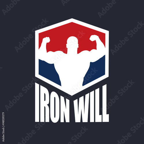 Fitness logo bodybuilder silhouette vector illustration