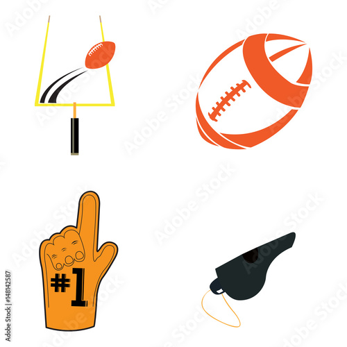 Set of football related objects, Vector illustration