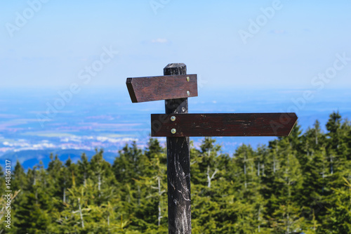 Wooden Sign on the Mountain