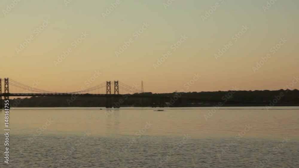 Rowing team paddles on the Mississippi River Rowing team paddles on the Mississippi River