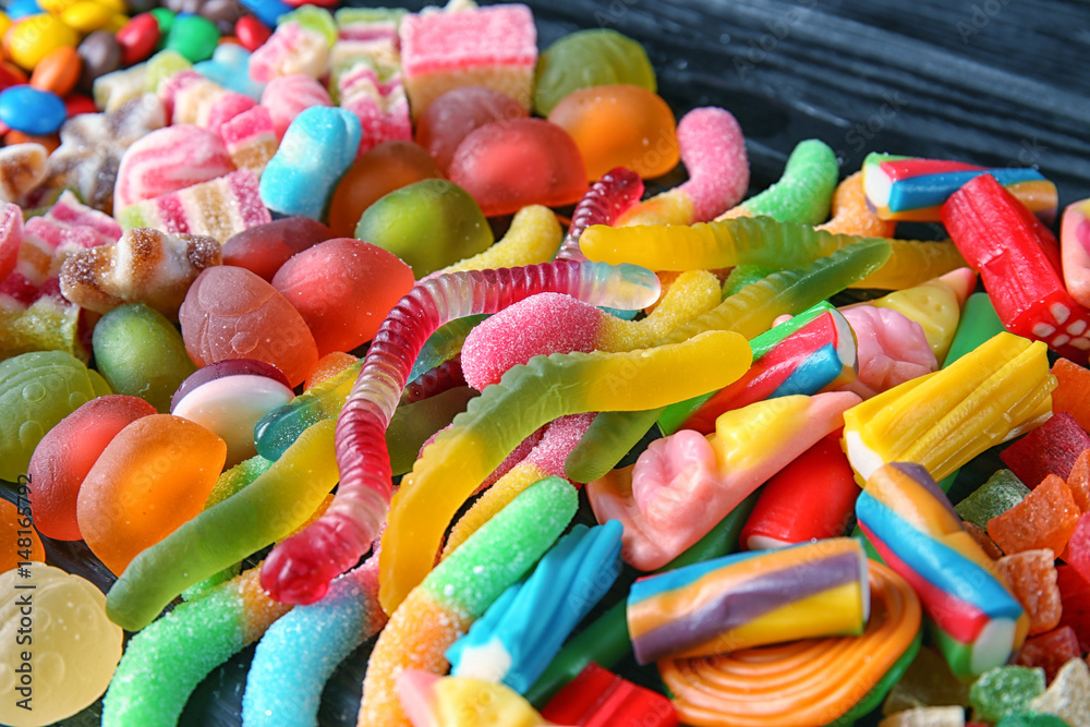 Colorful jelly candies, closeup