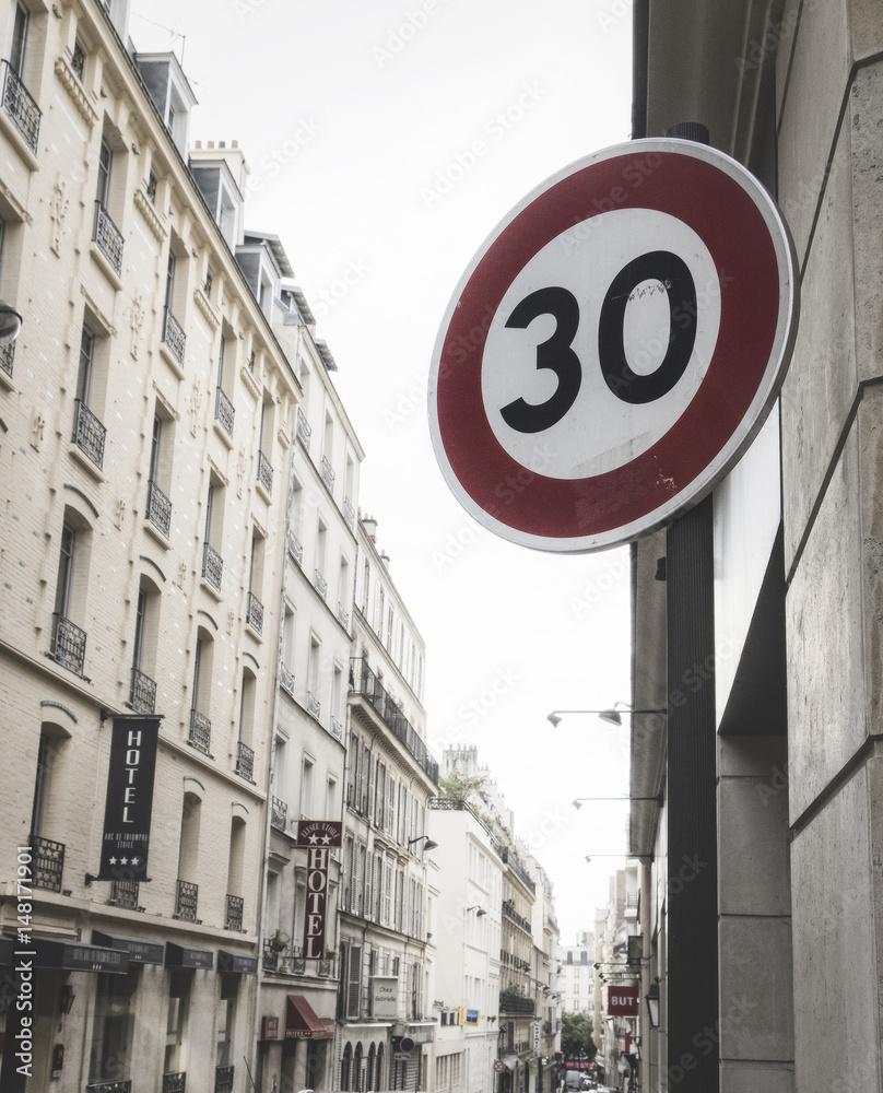 Paris Street with Sign