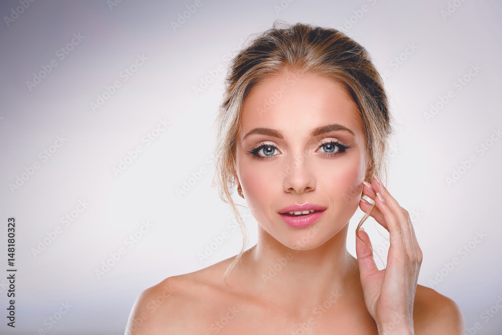 Portrait of beautiful woman on white background Portrait of beautiful woman on white background