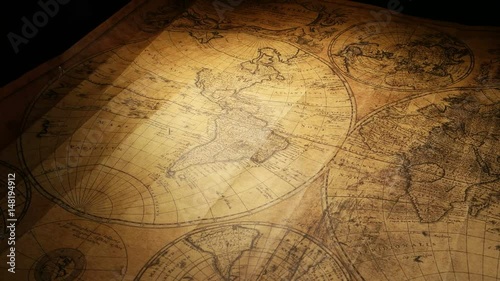 Close up of a vintage old map 
