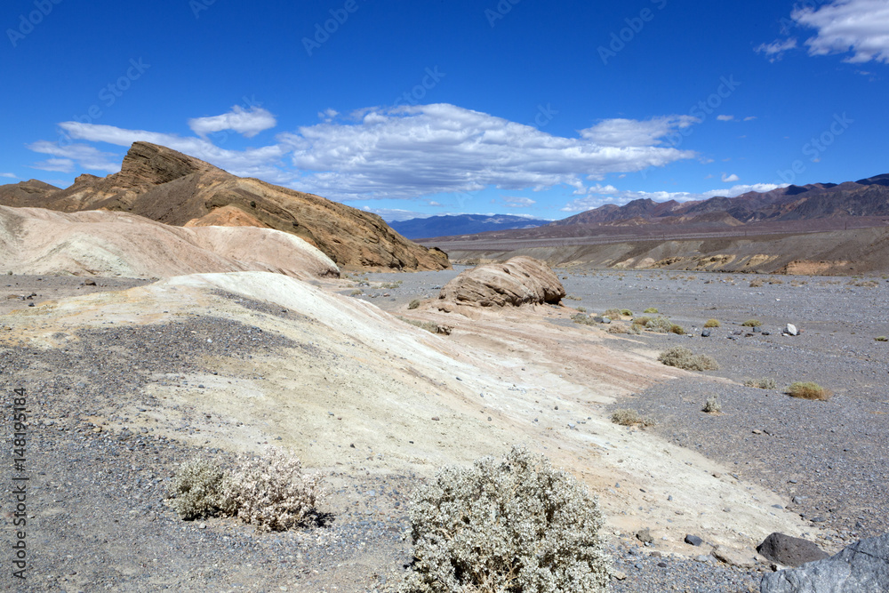 Dry arid desert landscape with rock formations, from Death Valley, Zabriskie Point