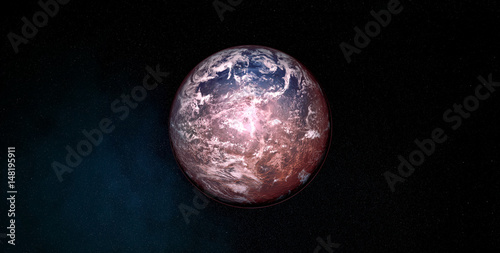 Fototapeta Naklejka Na Ścianę i Meble -  Extremely detailed and realistic high resolution 3D image of an earth like exoplanet. Shot from space. Elements of this image are furnished by Nasa.