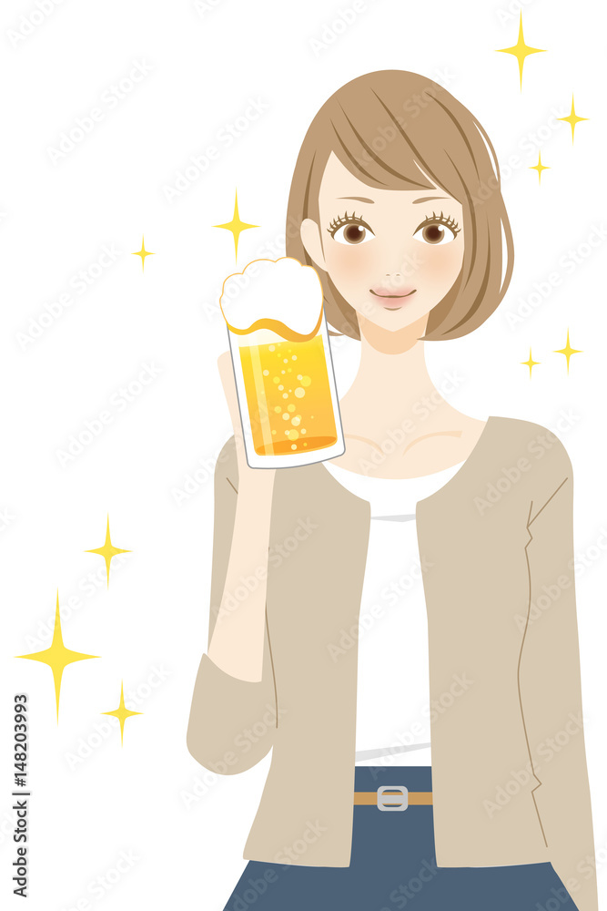 Fototapeta Kobieta pijąca piwo osoba uśmiech