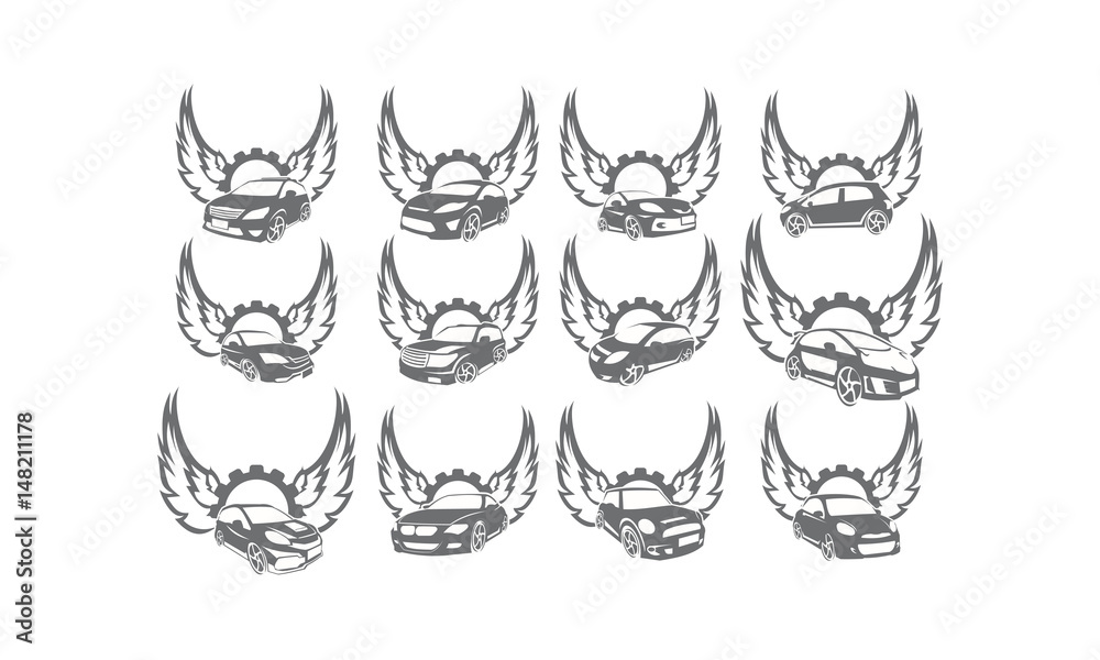 Fototapeta premium Car Wing Gear Logo Set Collections