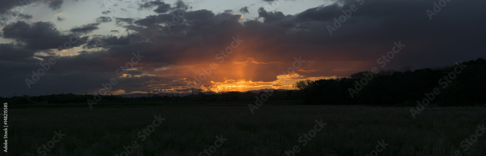 Fototapeta premium Panorama Atardecer en el campo