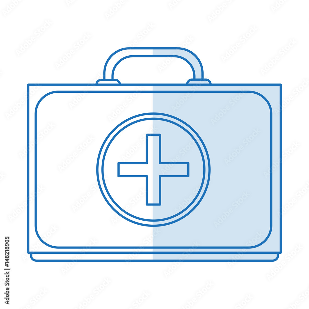 blue silhouette shading first aid kit with symbol cross blue silhouette shading first aid kit with symbol cross