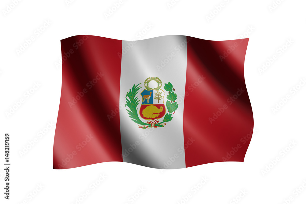Flag of Peru isolated on white, 3d illustration
