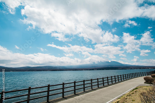 Mountain fuji and Lake  the most famous place in Japan to traveling.