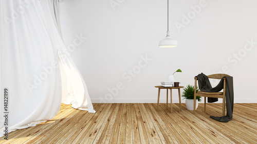 The interior living space decoration in condominium - 3d rendering 