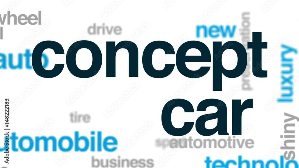 Concept car animated word cloud, text design animation. Concept car animated word cloud, text design animation.