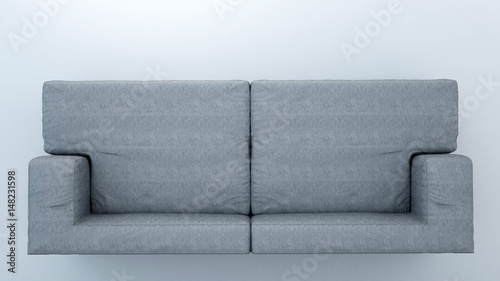 Sofa top plan white background - 3d rendering