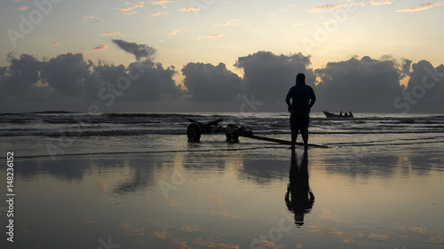 Atmosphere in a coastal fishing village