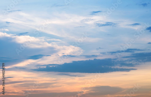 Closeup art tone of beautiful sky with cloud in the evening textured background