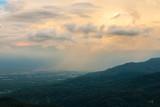 It was raining at the viewpoint Mon Long mountain,Landscape Chiang Mai province