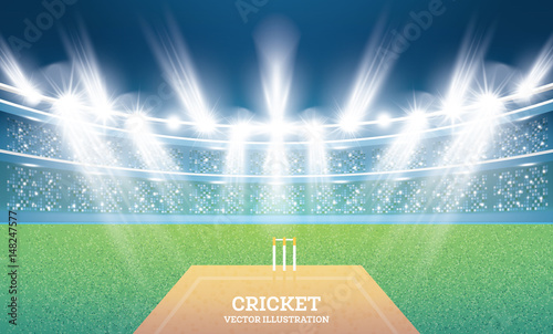 Cricket Stadium with Spotlights.