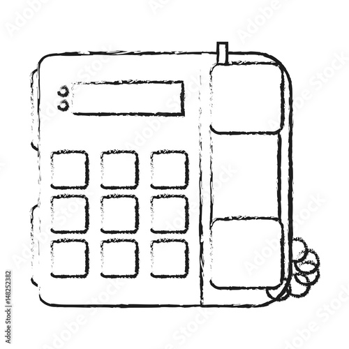 blurred silhouette office telephone with wired