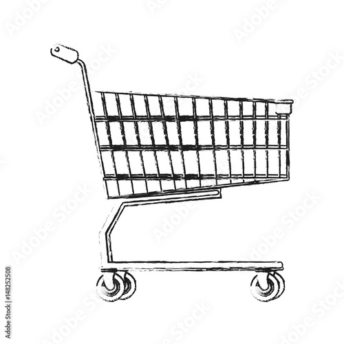 blurred silhouette cartoon shopping cart of supermarket