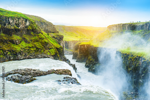 Beautiful and famous Gullfoss waterfall in Iceland.