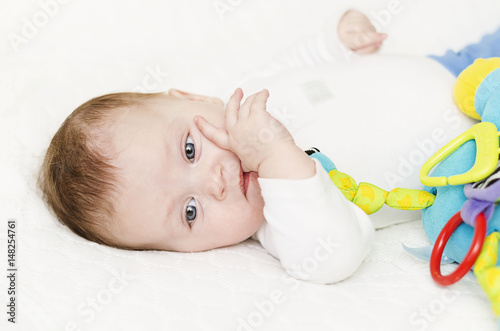 Portrait of an adorable 3 month old baby 