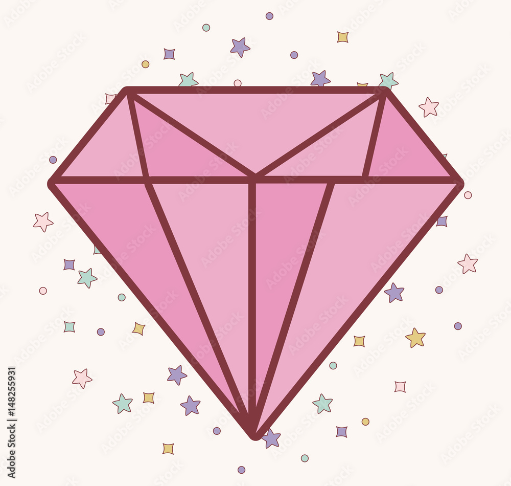 pink diamond icon over white background. colorful design. vector illustration