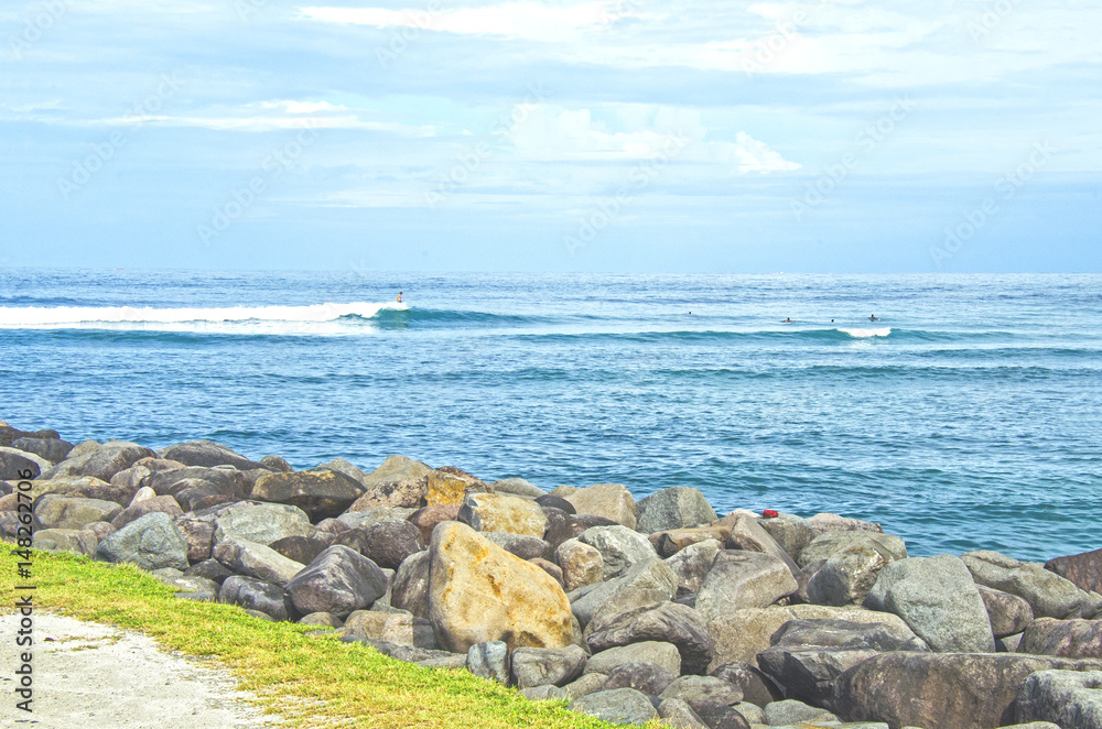 Serangan beach, Bali, Indonesia. Popular surf spot.