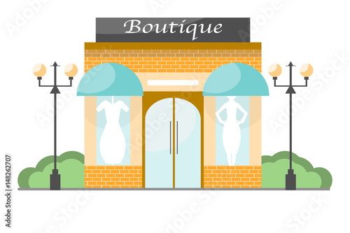 Boutique isolated object on white background. Flat design illustration. 