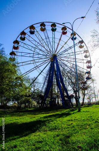 Ferris wheel in a city park. Kremenchug, Ukraine