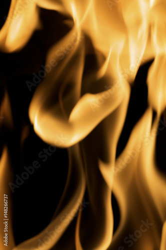 Closeup of flames on black background