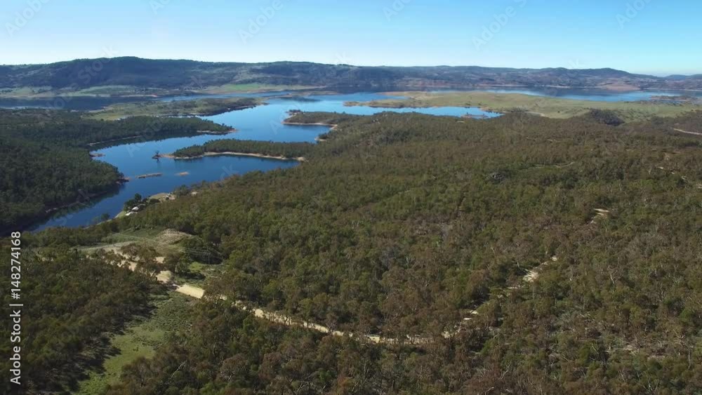 Slow aerial rise above Lake Jindabyne, New South Wales, Australia Slow aerial rise above Lake Jindabyne, New South Wales, Australia