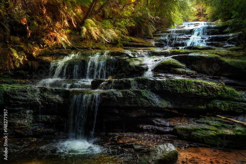 The Leura Cascades tumble over rocks