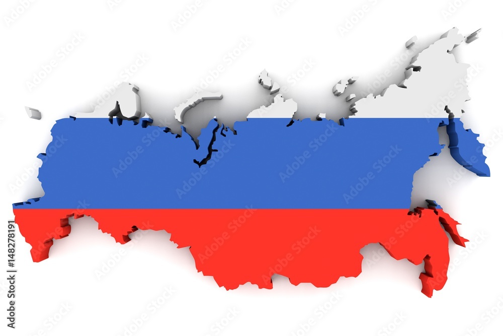 Obraz premium Map of Russia in the national colors of the flag